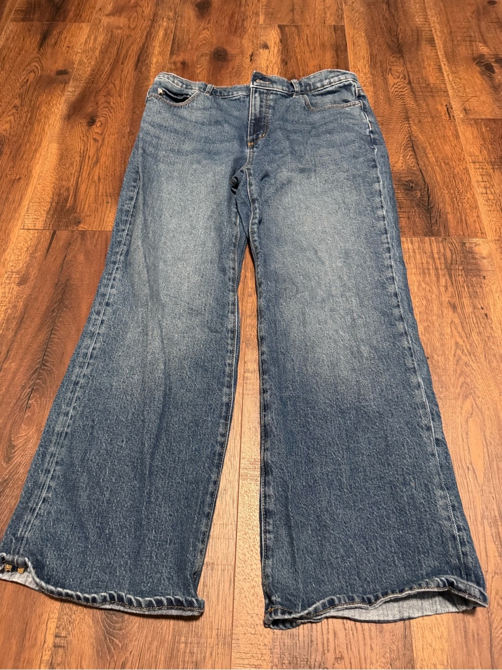 Ann Taylor Wide-Leg Flare Jeans in Medium Blue Wash